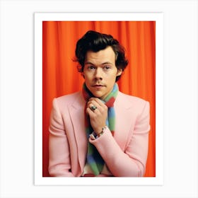 Harry Styles Portrait Red And Pink 2 Art Print