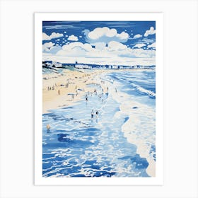 Bournemouth Beach Dorset Printmaking Style 2 Art Print