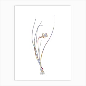 Stained Glass Daffodil Mosaic Botanical Illustration on White n.0119 Art Print