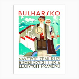 Bulgaria, Couple In National Costumes Art Print