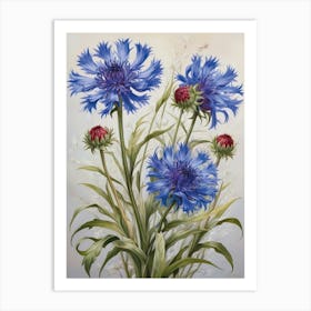 Blue Cornflowers Germany National Flower Art Print