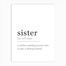 Sister Definition Poster - Dictionary Art Print