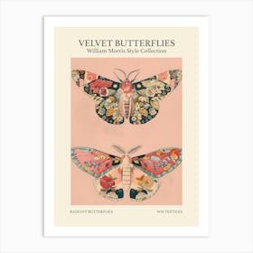 Velvet Butterflies Collection Radiant Butterflies William Morris Style 3 Art Print