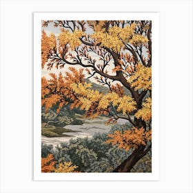 Black Willow 3 Vintage Autumn Tree Print  Art Print