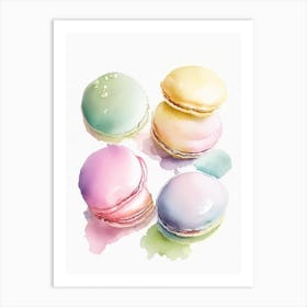 French Macarons Dessert Pastel Watercolour Flower Art Print