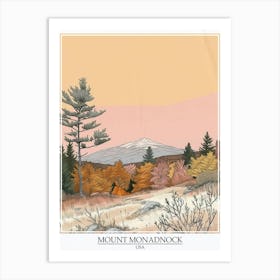 Mount Monadnock Usa Color Line Drawing 8 Poster Art Print