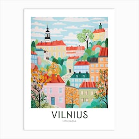 Vilnius, Lithuania Maximalist Travel Poster Vibrant Colour Art Print