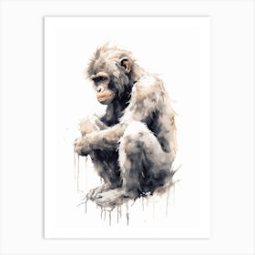 Watercolour Thinker Monkey 7 Art Print