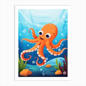 Common Octopus Kids Illustration 3 Art Print