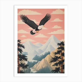 Vintage Japanese Inspired Bird Print Bald Eagle 6 Art Print