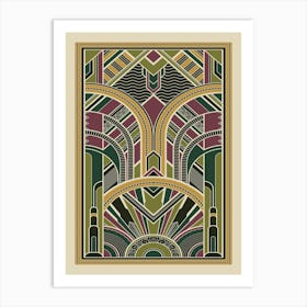 Art Deco Pattern 2 Greens Art Print