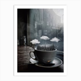 Cup Of Coffee Clouds Forest Art Print