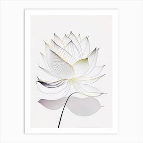 White Lotus Abstract Line Drawing 2 Art Print