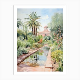 Marrakech Botanical Garden Morocco Watercolour 1 Art Print