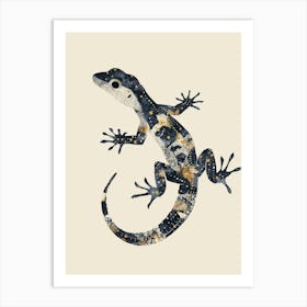 Blue African Fat Tailed Gecko Block Print 2 Art Print