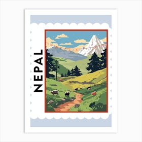 Nepal 2 Travel Stamp Poster Art Print