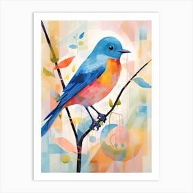 Bird Painting Collage Bluebird 2 Art Print