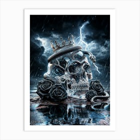 Skull And Roses Thunder Art Print