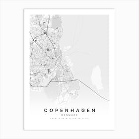 Copenhagen Denmark White Map Art Print