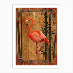 Greater Flamingo And Bamboo Boho Print 3 Art Print