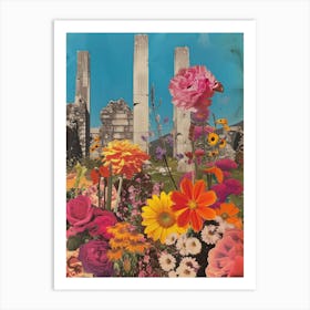 Ireland   Floral Retro Collage Style 4 Art Print