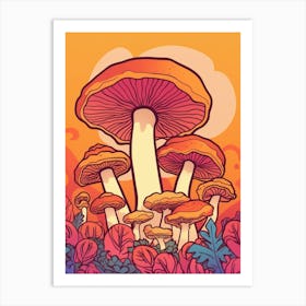 Retro Mushrooms 12 Art Print