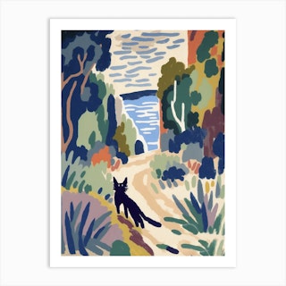 Henri Matisse  Style Landscape At Collioure With A Cat Art Print