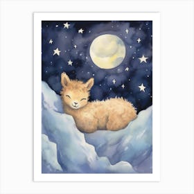 Baby Alpaca 1 Sleeping In The Clouds Art Print