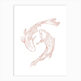 Red Koi Fish Art Print