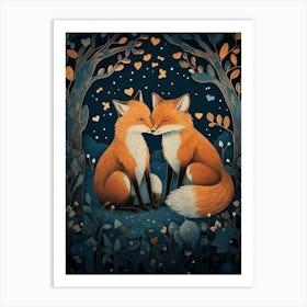 Two Foxes Kissing Art Print