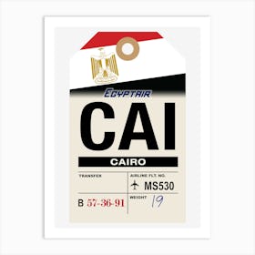 Cairo (CAI) Egypt Vintage Airline Luggage Tag Art Print