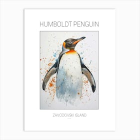 Humboldt Penguin Zavodovski Island Watercolour Painting 7 Poster Art Print
