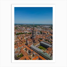 City center and famous church. Aerial  photography Art Print