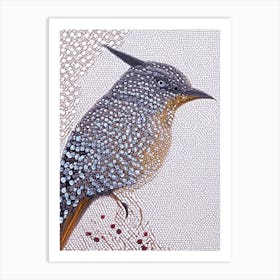Mockingbird Pointillism Bird Art Print