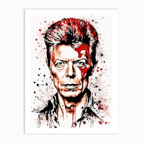 David Bowie Portrait Ink Painting (14) Art Print