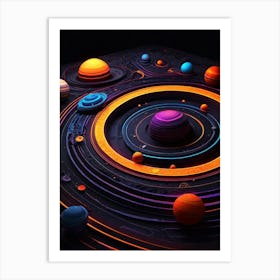 Default Neon Black Light Sgraffito Solar System 3d Illustratio 3 (5) Art Print