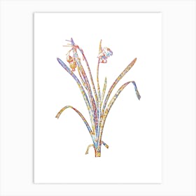 Stained Glass Summer Snowflake Mosaic Botanical Illustration on White Art Print