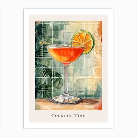 Cocktail Time Tile Watercolour Poster 2 Art Print