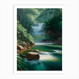 The Meeting Of The Waters, Brazil Peaceful Oil Art  (1) Art Print