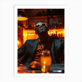 Man In Sunglasses In A Bar Art Print