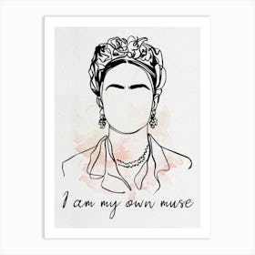 Frida Kahlo Line Drawing Art Print