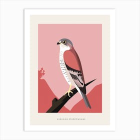 Minimalist Eurasian Sparrowhawk 3 Bird Poster Art Print