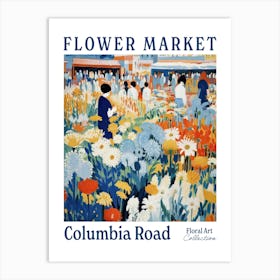 Flower Market Columbia Road Blue Art Print