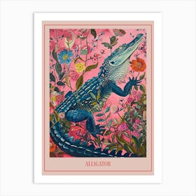 Floral Animal Painting Alligator 4 Poster Art Print