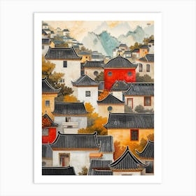 Beijing Kitsch Cityscape Painting 2 Art Print