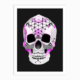 Skull With Geometric Designs Pink 2 Doodle Art Print