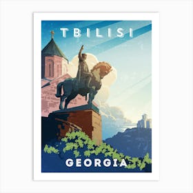 Tbilisi, Georgia — Retro travel minimalist poster 2 Art Print