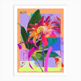 Everlasting Flower 3 Neon Flower Collage Art Print