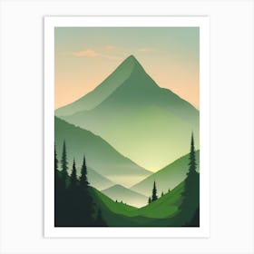 Misty Mountains Vertical Background In Green Tone 34 Art Print