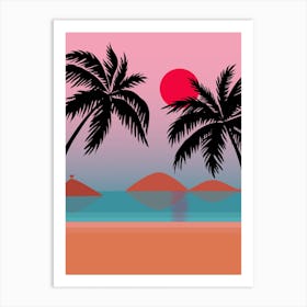 Pink Moon Orange & Pink Art Print